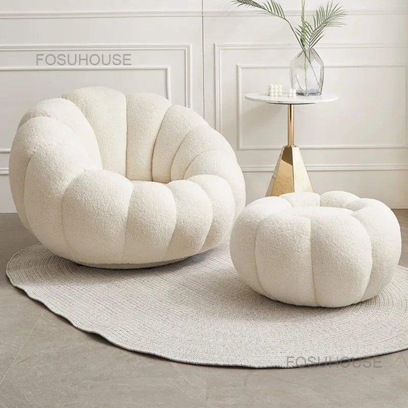 Bedroom Lazy Single Sofa Light Luxury Living Room Sofas Small Family Balcony Cashmere Pumpkin Leisure Armchair Home Furniture U