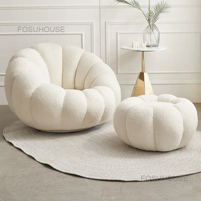 Bedroom Lazy Single Sofa Light Luxury Living Room Sofas Small Family Balcony Cashmere Pumpkin Leisure Armchair Home Furniture U