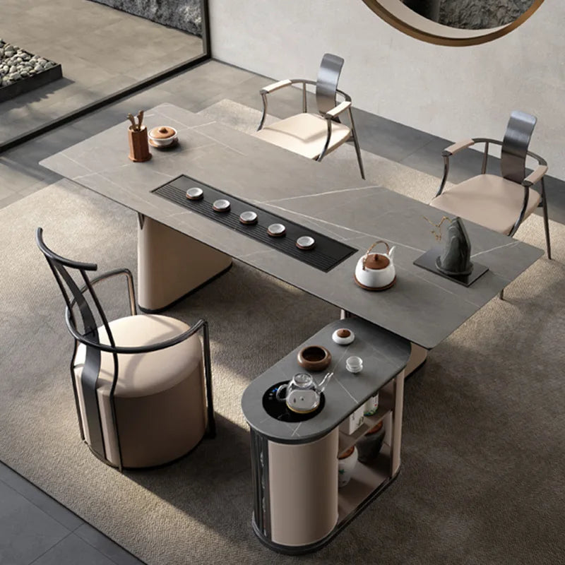 Marble Tea Table and Chair Set  Modern Simple Light Luxury Rock Plate High-end Office Balcony Household Furniture