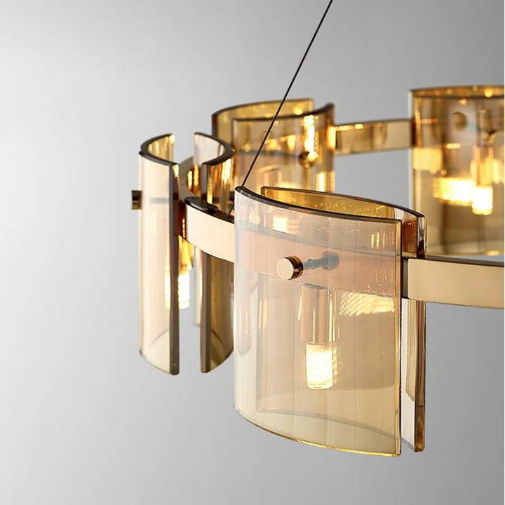 Modern Amber Smoky Glass Chandeliers Lighting  Luxury Ceiling Hanging Pendant Lamp Dining Living Bedroom Light Fixtures