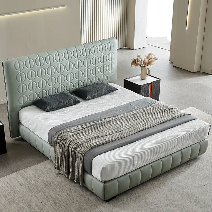 Italian Leather Beds Designer Modern Double Bed Home Furniture King/Queen Size Bed Frame Bedroom Bed