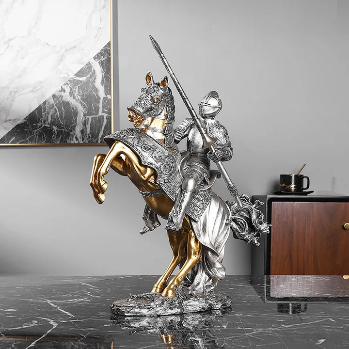 Resin Crafts Light Luxury Knight Armor Decoration Office Living Room Wine Cabinet Crafts Home Decoration Housewarming Gift