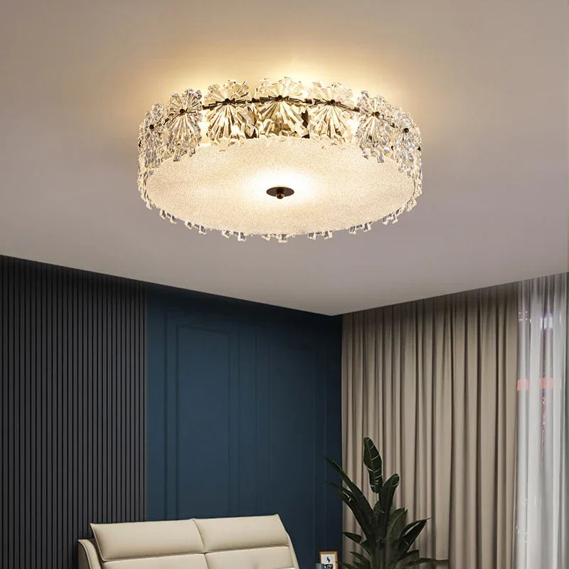 Modern Minimalist Luxury Crystal Glass Maple Leaf Ceiling Lamp Chandelier Living Room Decoration Bedroom Led Indoor Lighting