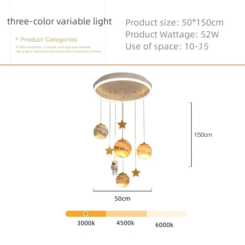 Artpad Chandelier for the Children's Room 52W Ceiling Lamp Living Room Chandeliers Moon Lamp