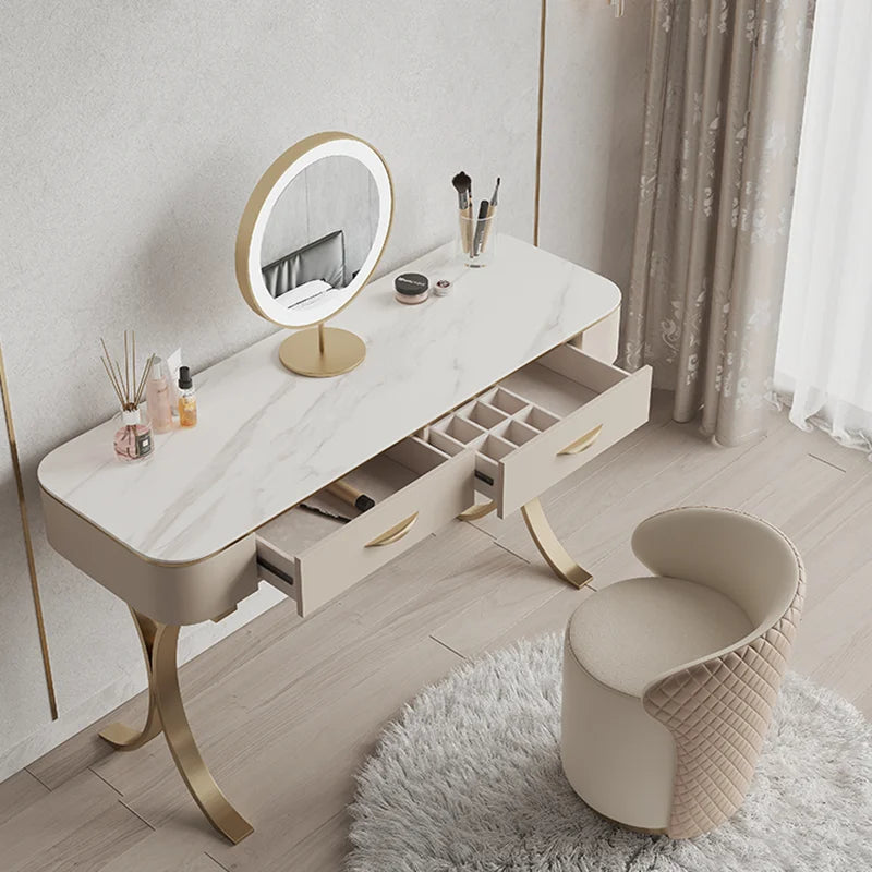 Design oriented organizer storage dress table with gold drawers, luxurious dress for girls, Nordic style classic Penteadeira