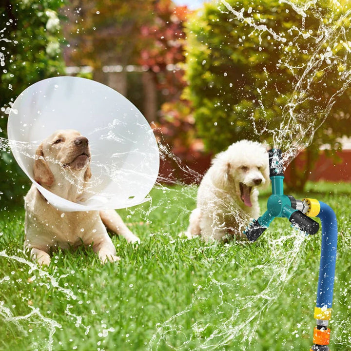 Summer Pet Dog Cooling Water Sprayer Showering Outdoor Cool Trampoline Nozzle Gun Garden Watering Animal Rotating Sprinkler