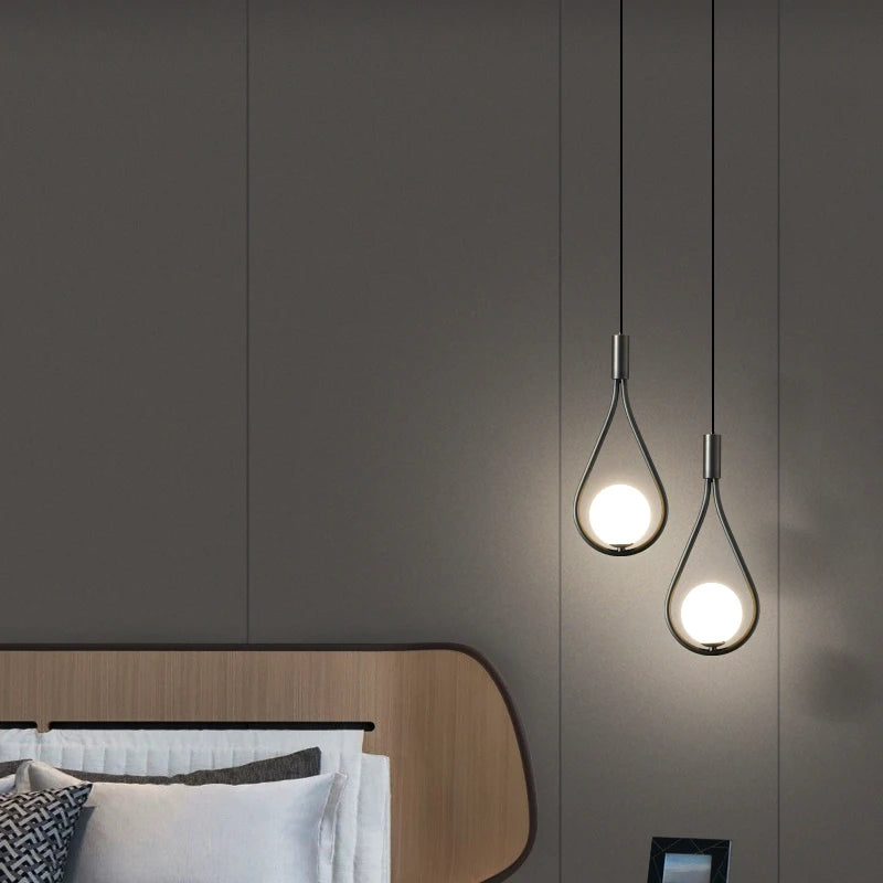 Modern LED Pendant Lamps Glass Ball Bedside Lights Home Kitchen Restaurant Bar Decor Hanging Pendant Light Art Wall Light Sconce