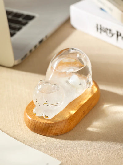 Luxury Home Decoration Glass Cat Gift Imperial Cat Office Desk Hand Gift Bedroom Bedside Decoration
