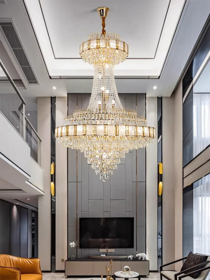 Chandelier Crystal Luxury Large Gold Nordic Home Decoration Led High-end Hanging Lamp Cristal Lustres for Staircase Villa Duplex