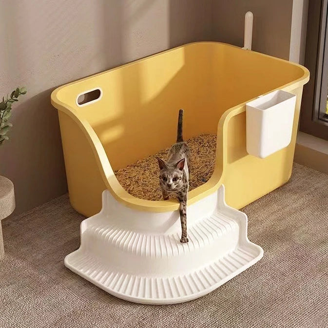 Half-Closed Cat Toilet Anti-splash Extra Large Cat Litter Box W/ Sand Proof Pedal Pet Sandbox Large Bathroom for Cat Accessories