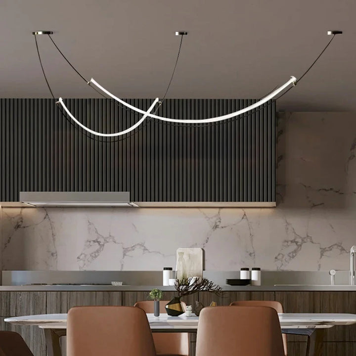 Ceiling Linear LED Chandelier Restaurant Living Room Kitchen Bar Nordic Creative Home art Decoration Chandelier Indoor Light