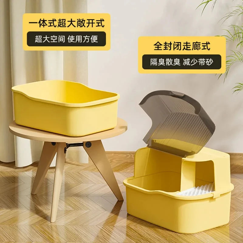 Cleaning Scratcher Cat Litter Box Condo Sandbox Villa Closed Shovel Scoop House Cave Cat Bedpans Garden Gatos Pet Products