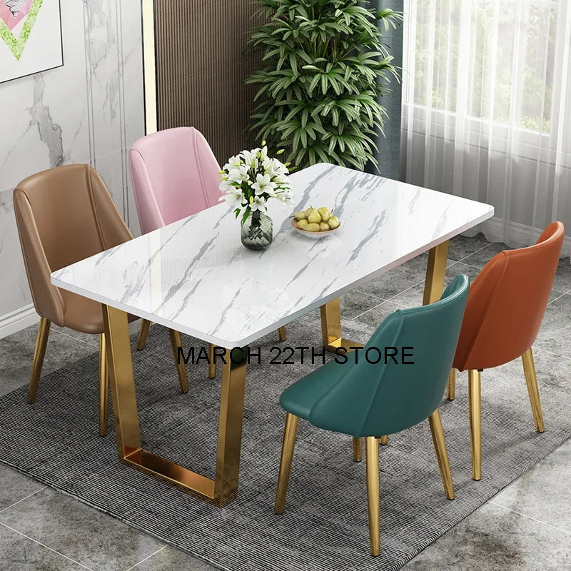 Modern Luxury Dining Table Gold Legs Wood High Cover Waterproof Nordic Dining Table White Outdoor Mesas De Comedor Furniture