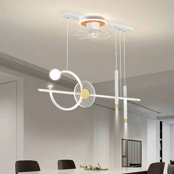 Modern Dining Room Pendant Lights Led Ceiling Fans Lamp Nordic Simple Dimmable Hanging Lamp Home Decor Suspend Lamp Luminarias