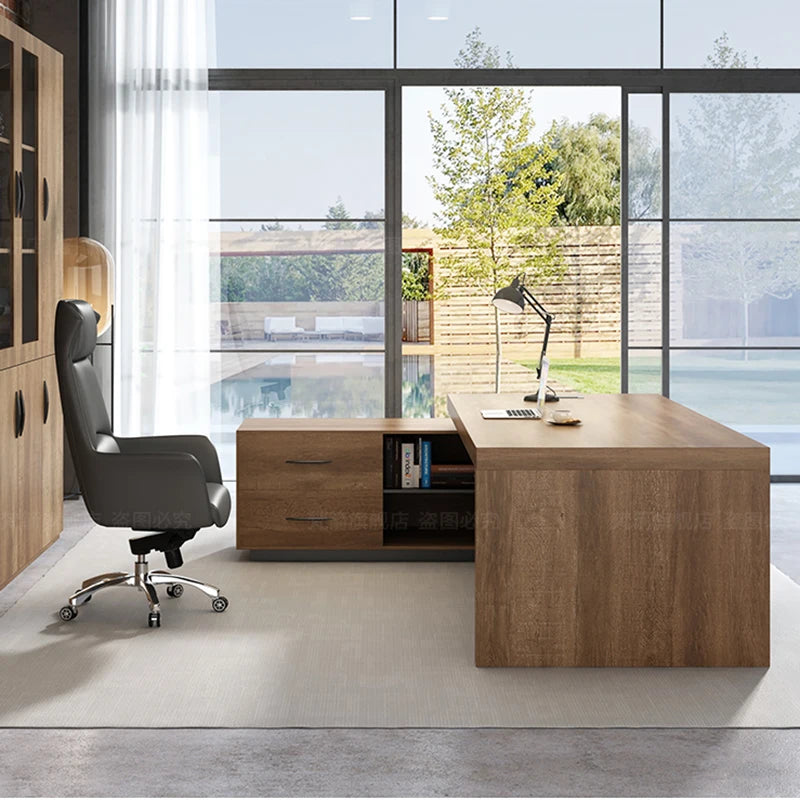 Corner Computer Executive Desk Luxury Drawers L Shape Office Desk Workstation Modern Escritorios De Oficina Luxury Furniture