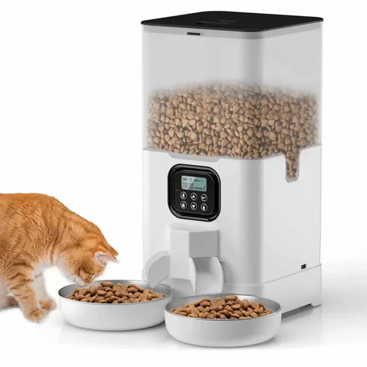 Pet Cat Feeders Large Capacity Automatic Feeder 6L Double Auto Cat Food Dispenser Smart Timed Cat Feeder for Cats Dog Dry Food