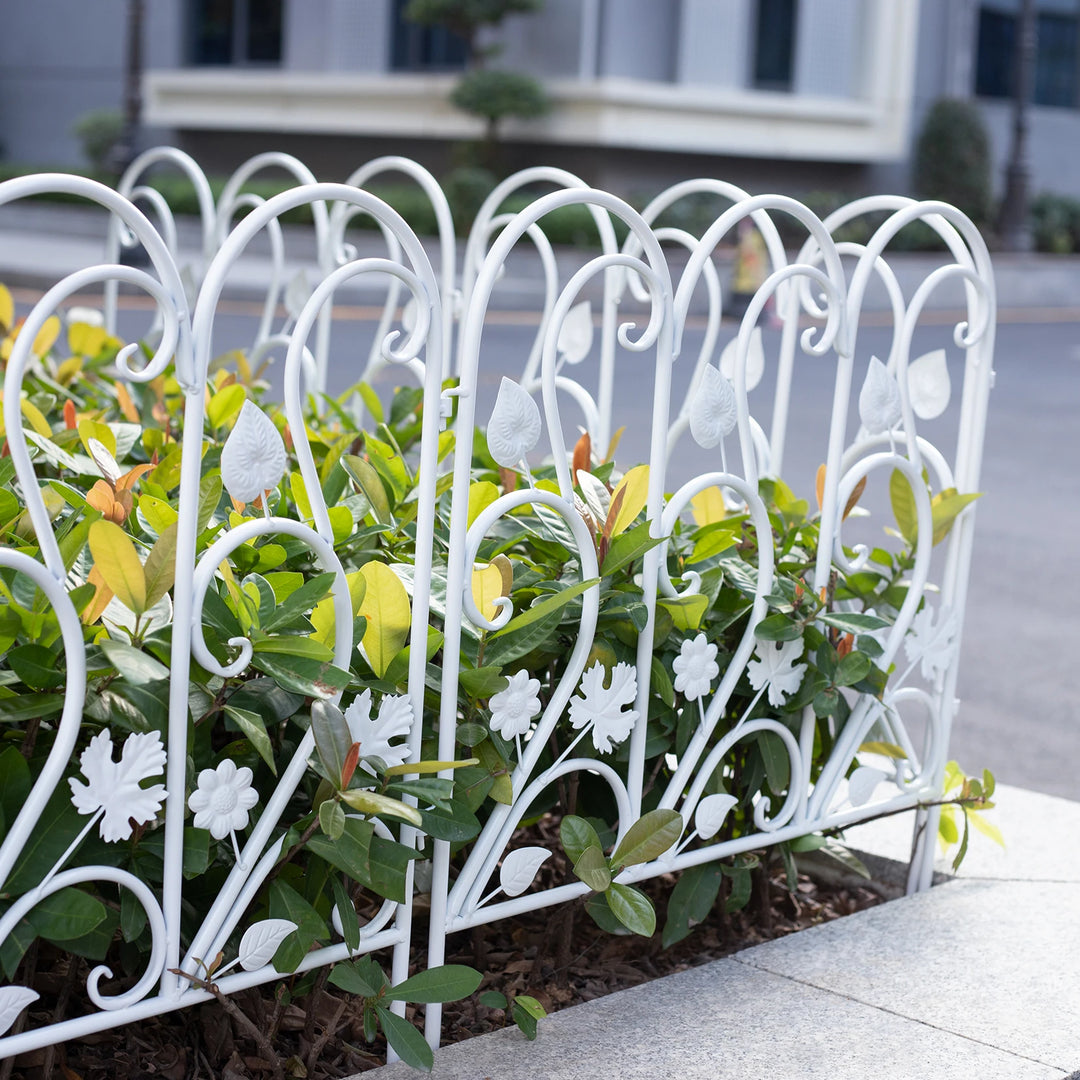 5 Pack Decorative Garden Fence For Landscaping White Panels Rust Proof Metal White