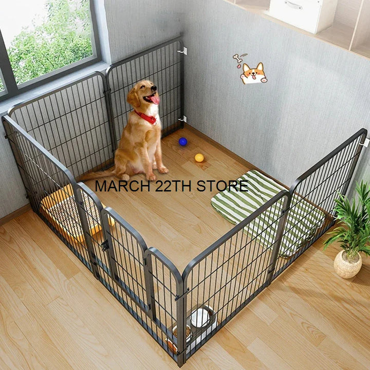 Modern Wrought Iron Dog Fences Pet Fence with Dog Door Home Indoor Cat Cages Large Dog Enclosure Safety Fence Dog Supplies