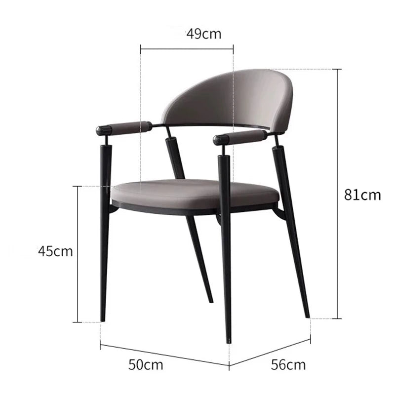 Leather Metal Dining Chairs Black Higharm Bedroom Salon Styling Dining Chairs Patio Accent Krzesła Do Jadalni Home Furniture