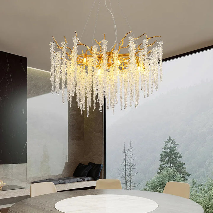 Crystal Tassel Ceiling Chandelier Living Room Hall Restaurant Luxury Ceiling Lamp Decor Maison Lighting Fixture Pendant Light