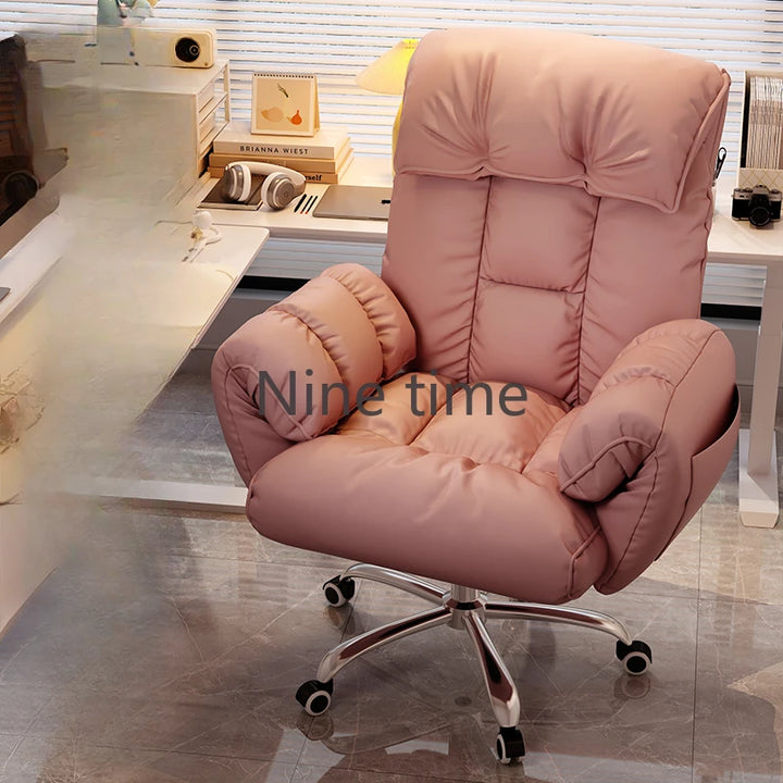 Leather Ergonomic Office Chairs Pillow Nordic Modern Wheels Office Chairs Stretch Lumbar Back Support Silla Plegable Furniture