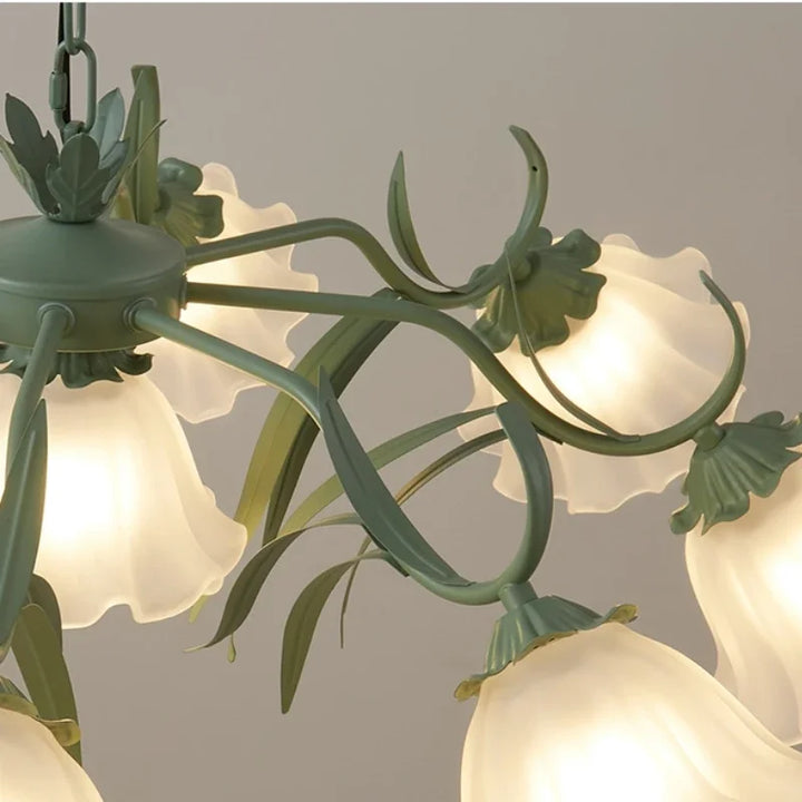 French Garden Green Ceiling Chandelier For Living Room Bedroom Villa Flower Light Romantic Restaurant Iron Art Pendant Lamp