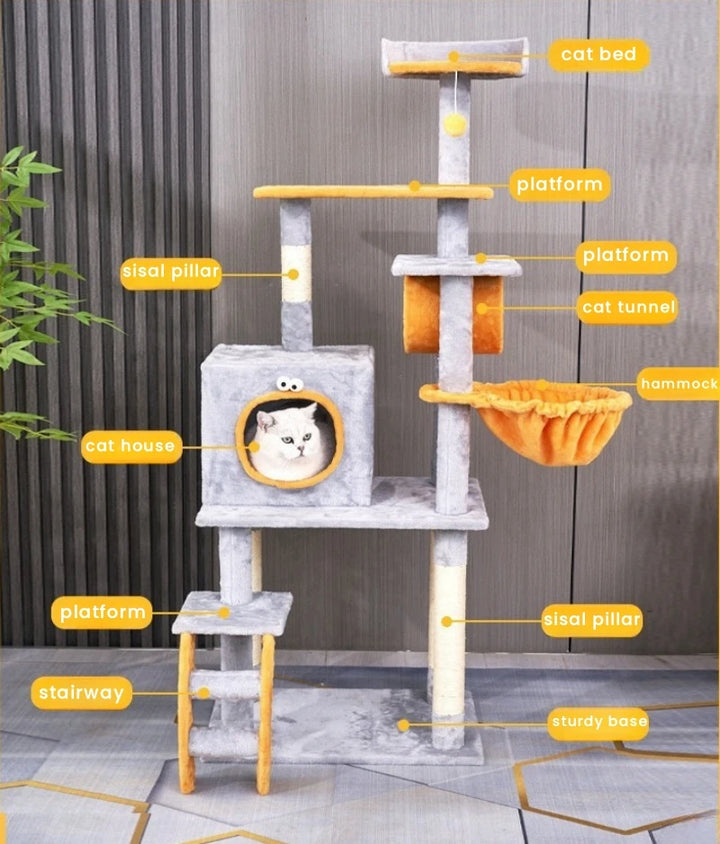 Pet Cat Toys Multi-layer Cat Tree Tower House With Ladder And Sisal Rope Cat Scratching Posts for Cat Climbing Playing Sleeping