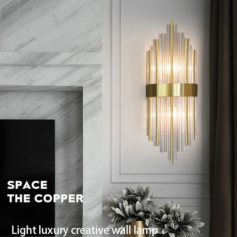 Modern LED Crystal Wall Lamp Luxury Simple Wall Light Living Room Background Bedroom Bedside Lights Corridor Wall Sconces