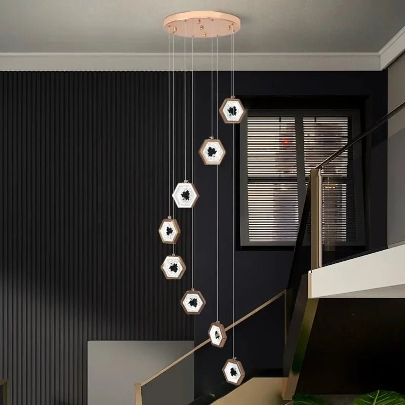 Modern light luxury Stair light chandelier lighting Ceiling lamps hanging light led chandeliers for the living room indoor