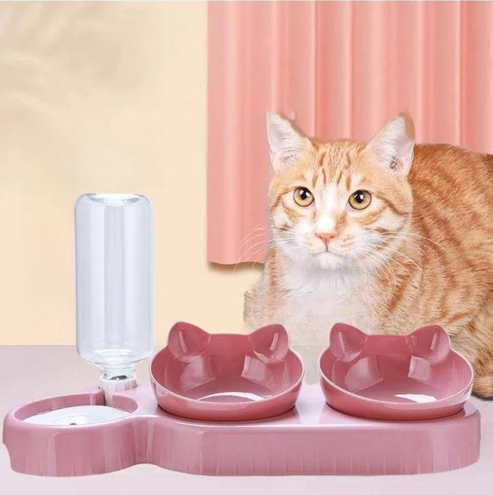 Cat Food Bowl Pet Automatic Feeder Water Dispenser Dog Cat Food Container Drinking Dish Anti Slip Double Bowl