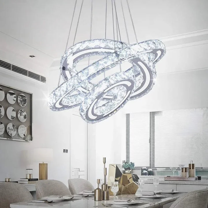 Luxury 3-ring LED Crystal Pendant Light Nordic Modern Chandelier Creative Simple Home Decoration Living Room Ceiling Lighting