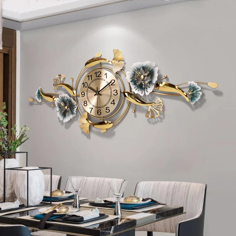 Large Wall Clock Living Room Silent Wall Clocks Nordic Creative Wall Watches For Hallway Luxury Metal Clock Home Decoration