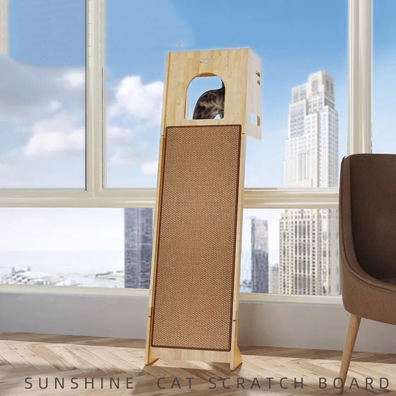Scratching Wall Cat Tower Scratching Post Solid Wood Climbing Frame Against Small House Does Not Occupy Cat Nest Pet Products