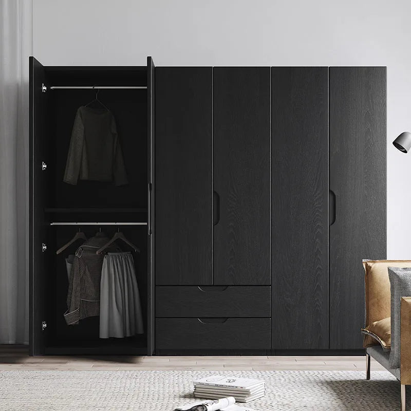 Black Hanging Handles Wardrobe Wood Full Size Drawers Bedroom Wardrobe Storage Cabinets Doors Szafa Na Ubrania Furnitures