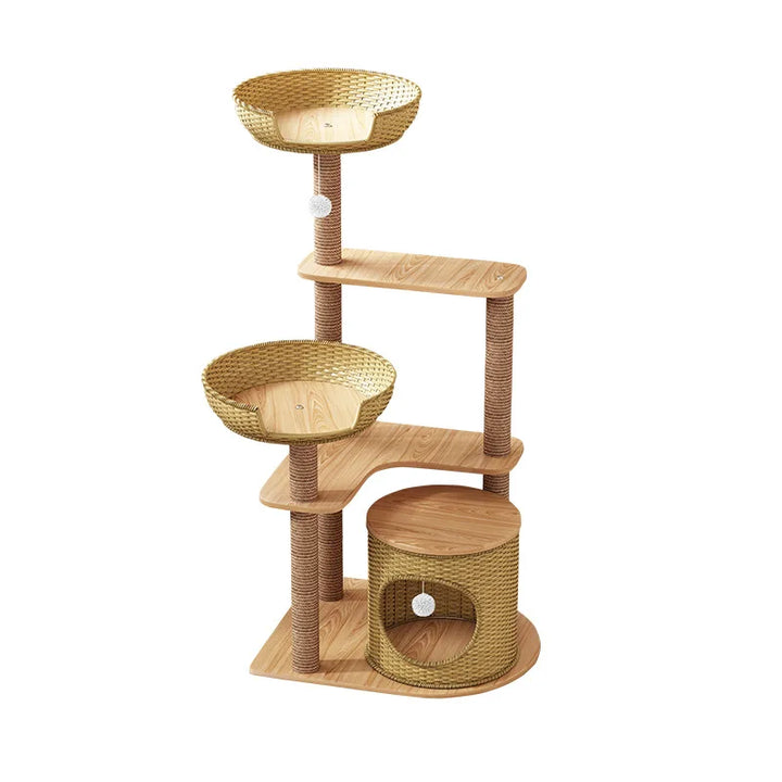 Hand Woven Rattan Cat Climbing Frame Cat Nest Cat Tree One Multi-pet Toy Sisal Large Climbing Post Frame Pet Indoor Habitat