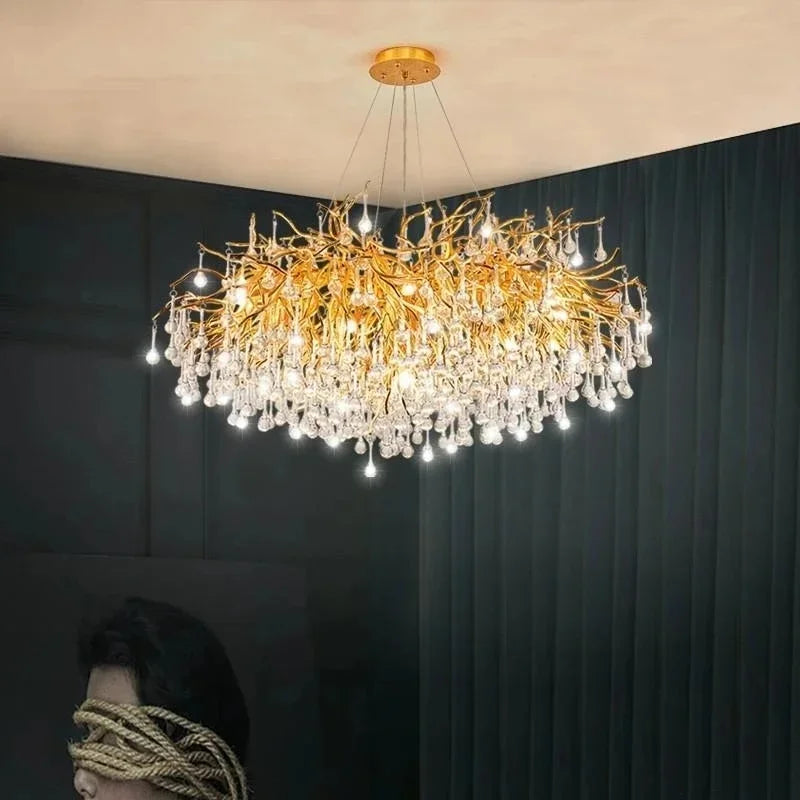 American Luxury Crystal Ceiling Chandelier Modern Art Living Dining Bedroom Hanging Lamp Hotel Hall Home Decor Pendant Lights