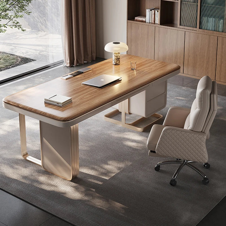 Solid Wood Office Desk Luxury Modern Home Designer Home Nordic Study Computer Desk Boss Work Mesa Office Furniture KMOD