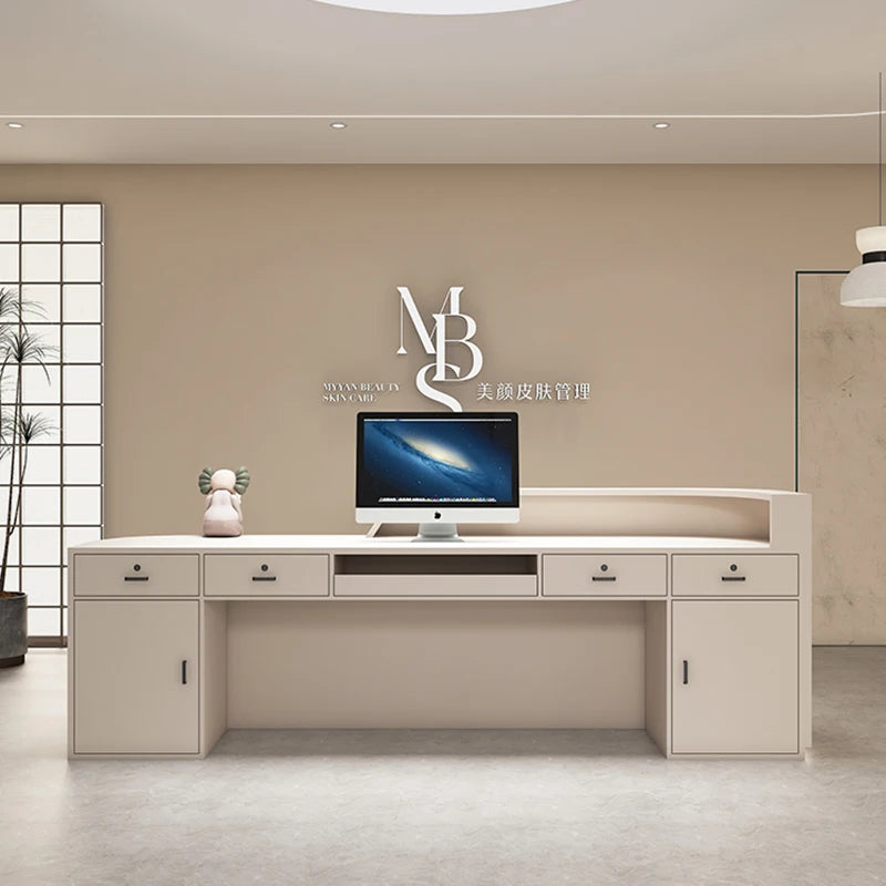 Office Reception Desks Counter Restaurant Supermarket Customized Log Front Desk Salon Cabinet Comptoir Caisse Luxury Furniture