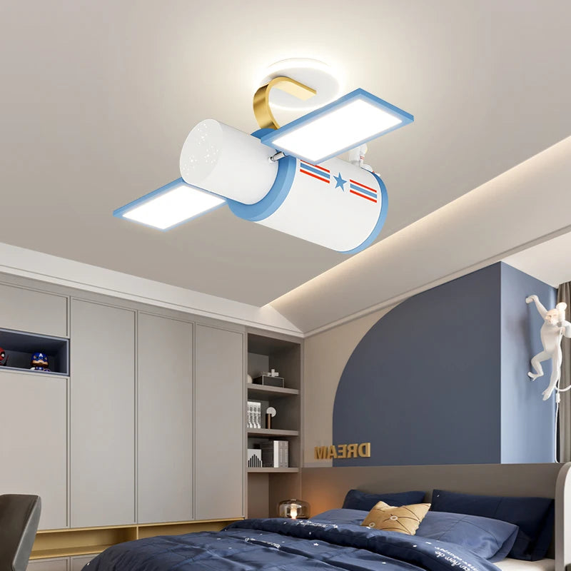 Modern Spacecraft Astronaut Led Ceiling Lamp Indoor Lighting For Kids Bedroom Child Nursery Home Decor Cartoon Boys Light