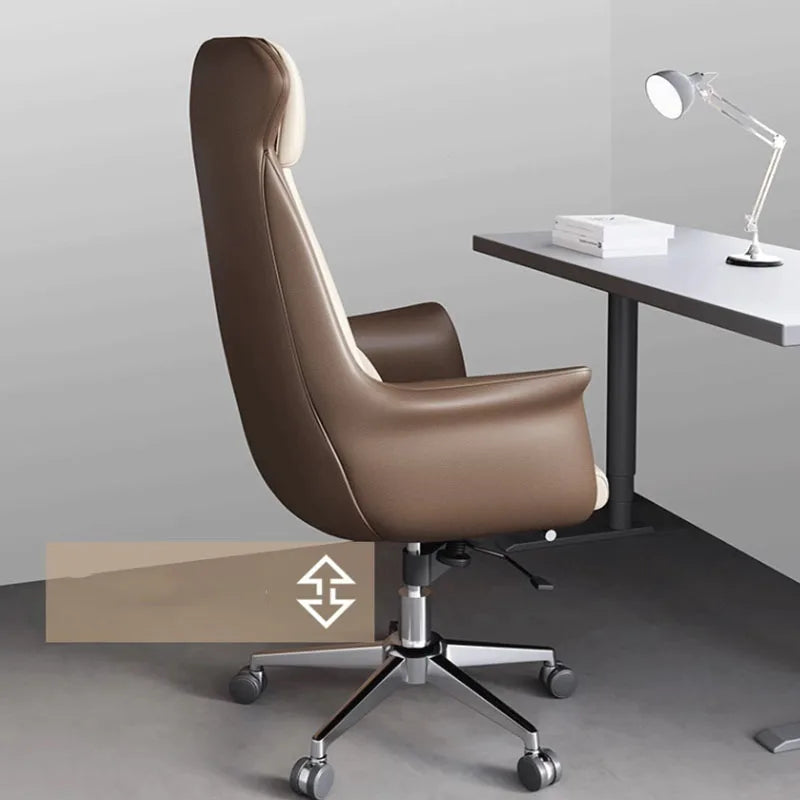 Leather Study Office Chair Swivel Reception Luxury Mobile Computer Bedroom Office Chair Armrest Silla Oficinas Office Furniture