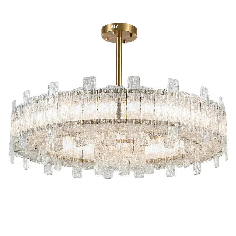 Postmodern Luxury Frosted Glass Ceiling Chandelier Brushed Stainless Steel Lustres Dimmable Home Decor Living Room Chandeliers