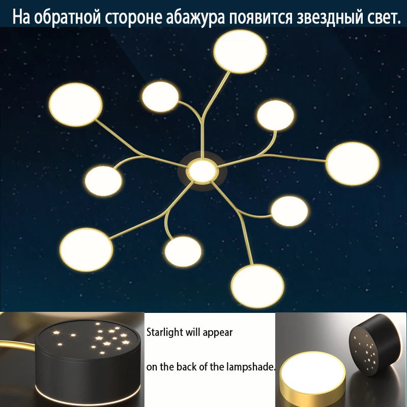 Nordic Home Lamp Living Room Lamp Starry Sky Chandelier Bedroom Ceiling Chandelier Kitchen Lamp Villa Hotel Lighting Lamps