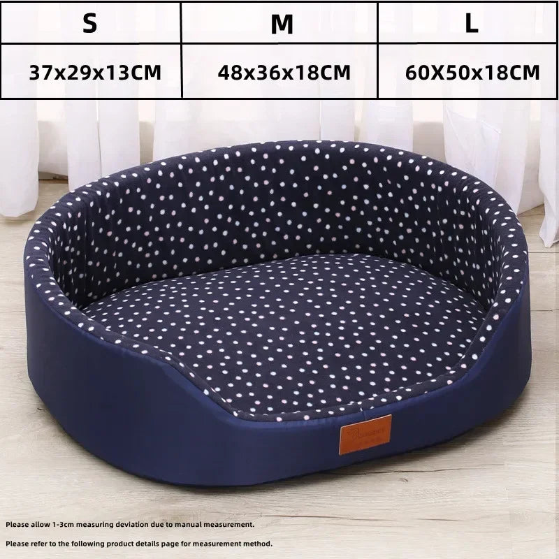 2023 Large Pet Bed Warm Dot Pattern Luxury House for Dog Sofa Soft Fleece Summer Breathable Cushions Puppy Accessories Furniture