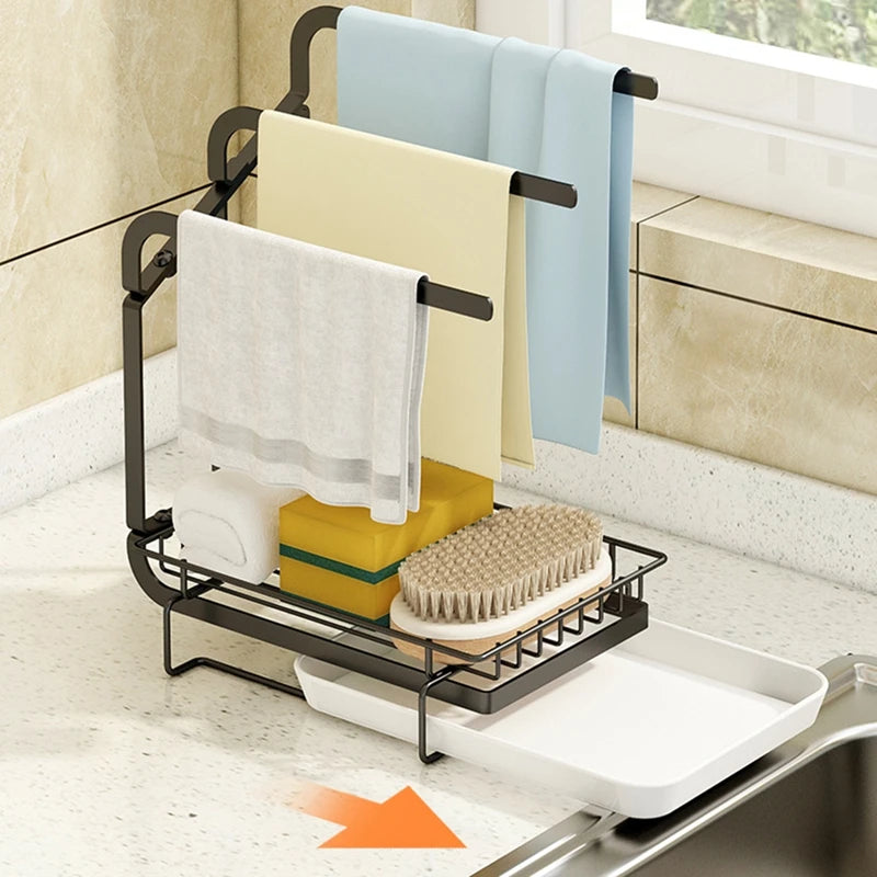 Kitchen Draining rack Stainless Kitchen Sink Sponge Holder To Store Detergent Cleaning SuppliesEasy installation Space-saving