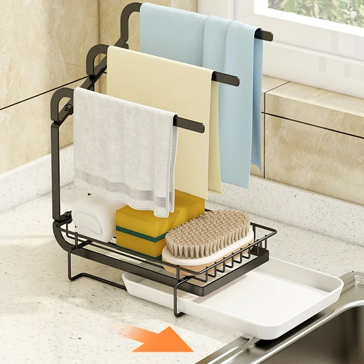 Kitchen Draining rack Stainless Kitchen Sink Sponge Holder To Store Detergent Cleaning SuppliesEasy installation Space-saving