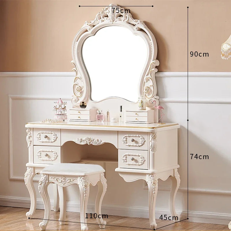 Nordic Gold Dressing Tables Makeup Drawer European Storage Dressing Table Led Lights Bedroom Tocador Maquillaje Furnitures