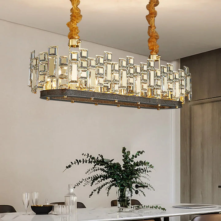 Modern Luxury Classical Crystal Pendant Light Black Gold Kristal Lustres Led Home Decoration Lamparas for Dining Room Villa