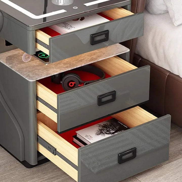 Luxury Designer Smart Nightstand with Mobile Storage/ Safe and Lighting