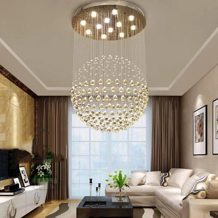 Round Crystal Ceiling Chandelier For Living Dining Room Bedroom Ball Design Lamp Led Cristal Lustre New Home Decor Light Fixture