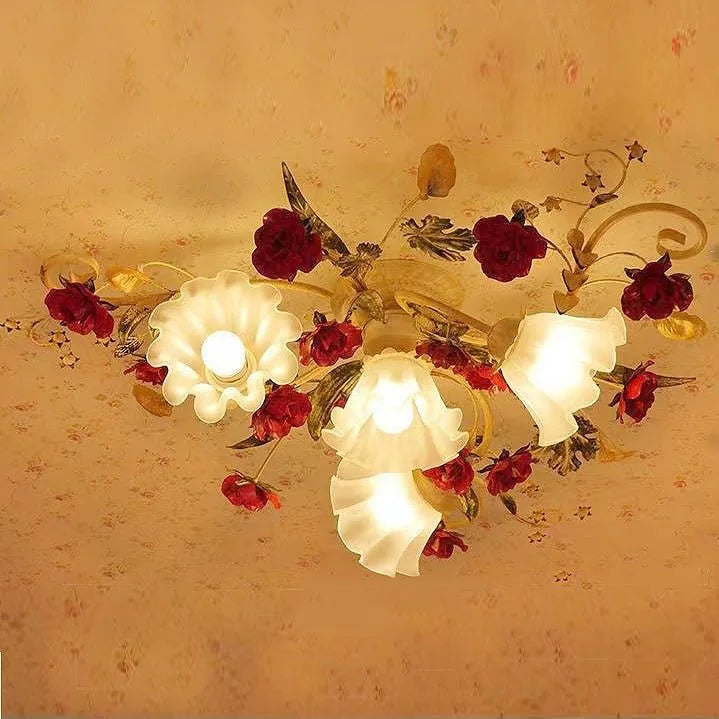 New American Rural Flower Kitchen Princess Girls Bedroom Ceiling Light Sitting Modern Led Light Ceiling Lamp For Living Room